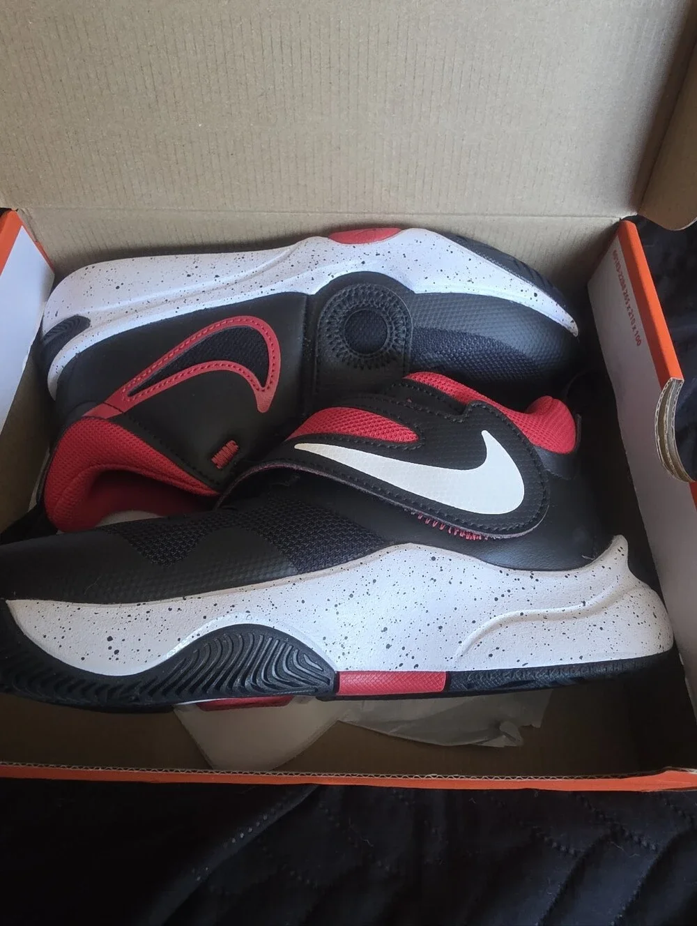Nike Kids Black, Red and White Hook-and-Loop Sneakers
